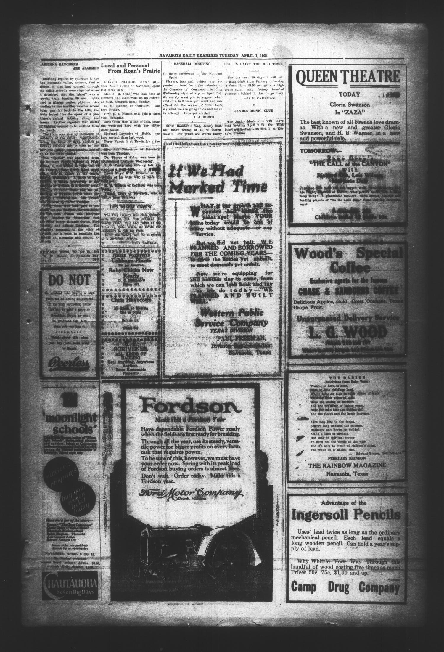 Navasota Daily Examiner (Navasota, Tex.), Vol. 27, No. 48, Ed. 1 Tuesday, April 1, 1924
                                                
                                                    [Sequence #]: 3 of 4
                                                