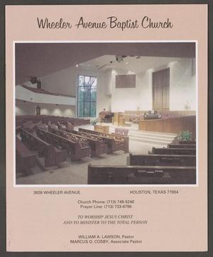 Primary view of object titled '[Wheeler Avenue Baptist Church Bulletin: October 14, 2001]'.
