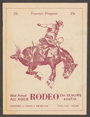 Primary view of object titled 'Souvenir Program: 32nd Annual All Aggie Rodeo, October 23, 24, 1953'.