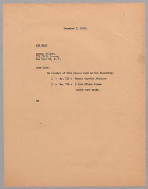 Primary view of object titled '[Memorandum from Daniel W. Kempner, December 7, 1948]'.