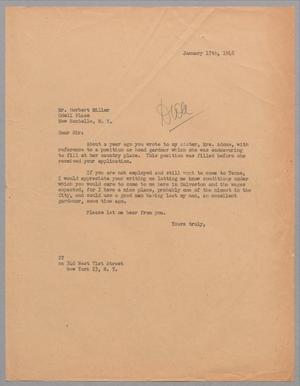 Primary view of object titled '[Letter from Daniel W. Kempner to Herbert Miller, January 17, 1948]'.
