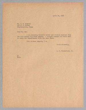 Primary view of object titled '[Letter from A. H. Blackshear, Jr., to Daniel W. Kempner, April 30, 1948]'.