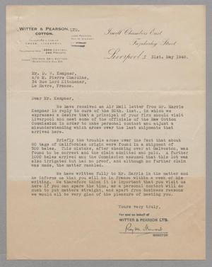 Primary view of object titled '[Letter from Roy W. Stewart to Mr. D. W. Kempner, May 31, 1948]'.