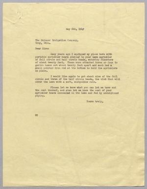 Primary view of object titled '[Letter from Daniel W. Kempner to The Skinner Irrigation Company, May 6, 1949]'.