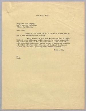 Primary view of object titled '[Letter from Daniel W. Kempner to Vaughan's Seed Company, June 20,1949]'.