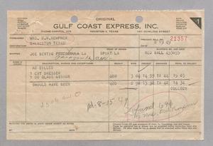 Primary view of object titled '[Invoice for Items Sent to Mrs. D. W. Kempner, August 1949]'.