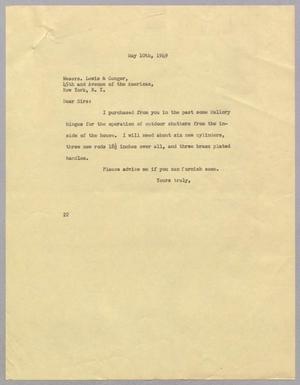 Primary view of object titled '[Letter from Daniel W. Kempner to Lewis & Conger, May 10, 1949]'.