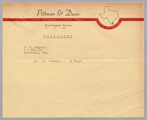Primary view of object titled '[Letter from Pittman and Davis to D. W. Kempner, January 3, 1949]'.
