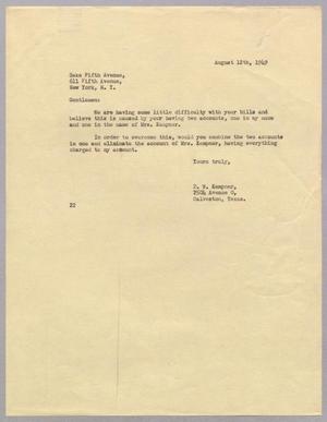 Primary view of object titled '[Letter from Daniel W. Kempner to Saks Fifth Avenue,  August 12, 1949]'.