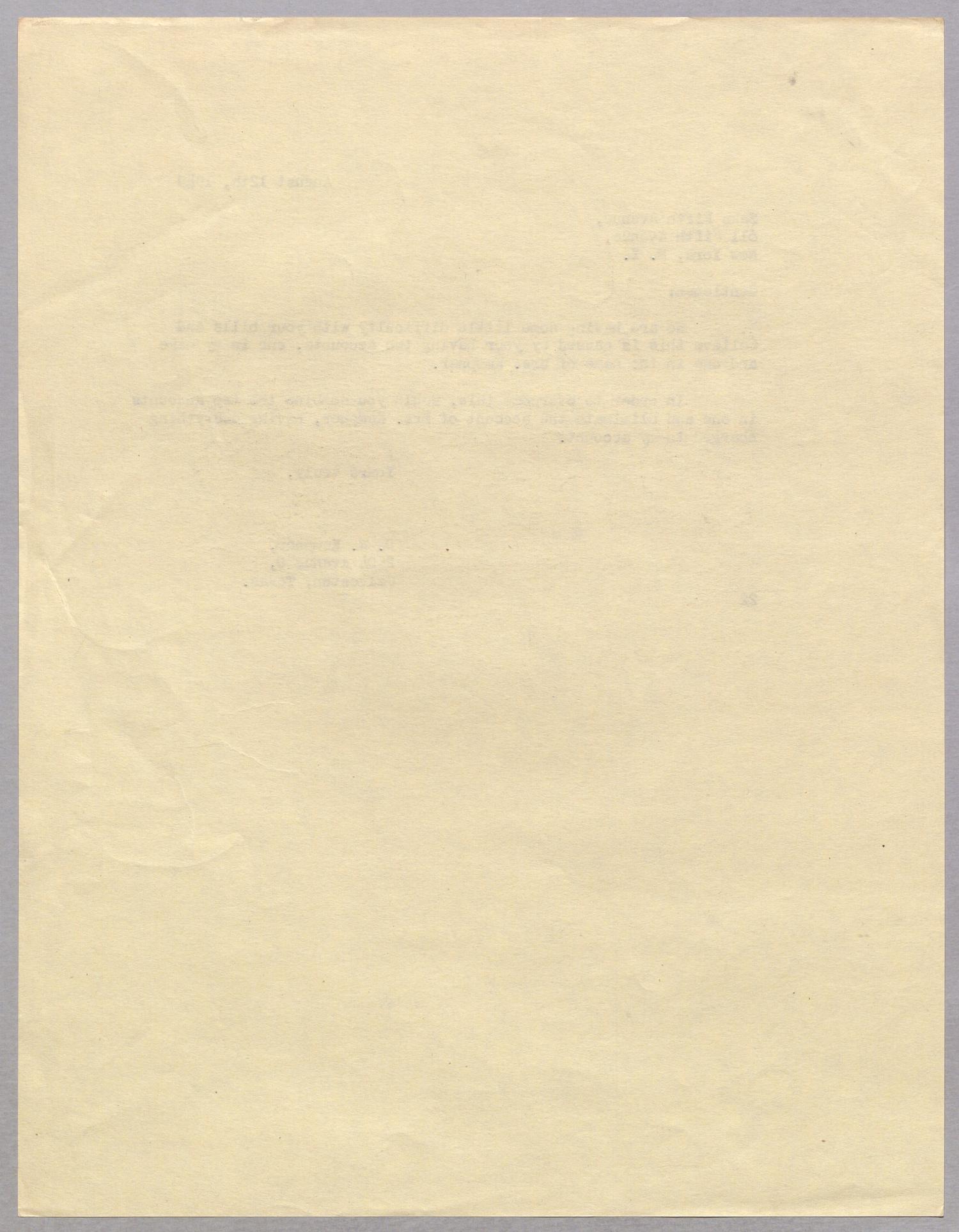 [Letter from Daniel W. Kempner to Saks Fifth Avenue,  August 12, 1949]
                                                
                                                    [Sequence #]: 2 of 2
                                                