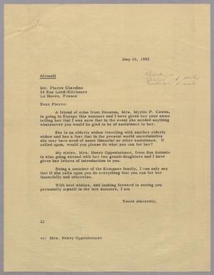 Primary view of object titled '[Letter from Daniel W. Kempner to Pierre Chardine, May 26, 1952]'.