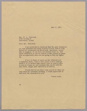 Primary view of object titled '[Letter from Daniel W. Kempner to William L. Talevich, May 2, 1951]'.