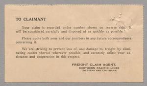 Primary view of object titled '[Postcard from Southern Pacific Lines to D. W. Kempner, July 9, 1951]'.