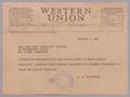 Thumbnail image of item number 1 in: '[Telegram from D. W. Kempner to Mr. and Mrs. Donald F. Meyer, August 1, 1952]'.