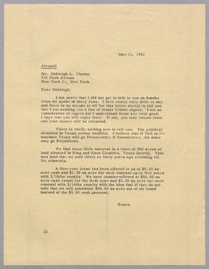 Primary view of object titled '[Letter from Daniel W. Kempner to Oakleigh L. Thorne, May 21, 1952]'.
