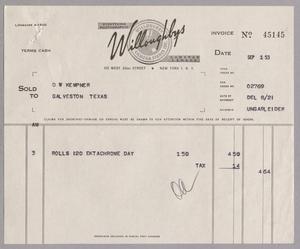Primary view of object titled '[Invoice for Rolls of Daylight Ektachrome, September 1, 1953]'.