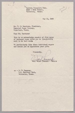 Primary view of object titled '[Letter from Letitia Rosenberg Home to W. H. Louviere, May 11, 1954]'.