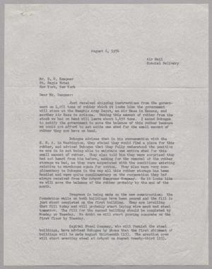 Primary view of object titled '[Letter from W. L. Gatz to D. W. Kempner, August 6, 1954]'.