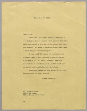 Primary view of object titled '[Letter from Daniel W. Kempner to Ernst Freund, December 28, 1954]'.