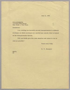 Primary view of object titled '[Letter from D. W. Kempner to Willoughbys, June 5, 1954]'.