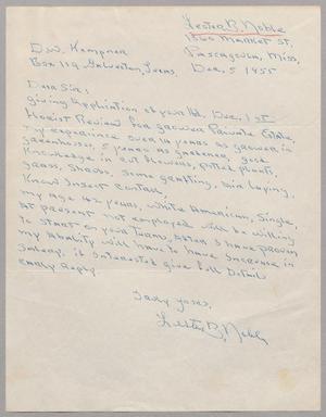 Primary view of object titled '[Handwritten letter from Lester B. Noble to Daniel W. Kempner, December 5, 1955]'.