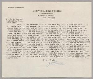 Primary view of object titled '[Letter from J. D. Fuller to Daniel W. Kempner, December 12, 1955]'.
