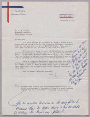 Primary view of object titled '[Letter from Isaac H. Kempner to Daniel W. Kempner, September 2, 1955]'.