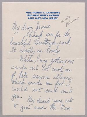 Primary view of object titled '[Handwritten letter from Mrs. Robert L. Lawrence to Jeane Kempner, 1955]'.