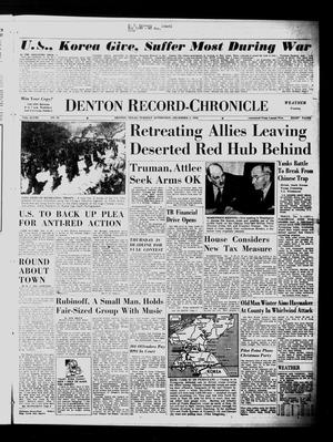 Primary view of object titled 'Denton Record-Chronicle (Denton, Tex.), Vol. 48, No. 99, Ed. 1 Tuesday, December 5, 1950'.