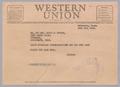Thumbnail image of item number 1 in: '[Telegram from Jeane and D. W. Kempner to Mr. and Mrs. David F. Weston, June 3, 1949]'.