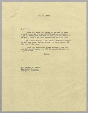 Primary view of object titled '[Letter from Daniel W. Kempner to Joseph R. Bertig, July 24, 1950]'.