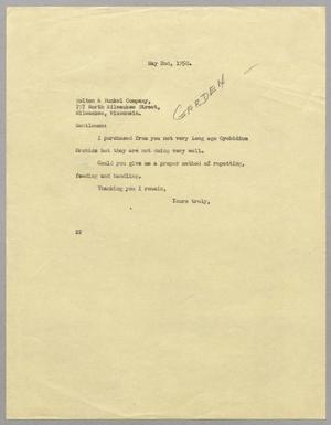 Primary view of object titled '[Letter from D. W. Kempner to Holton & Hunkel Company, May 2, 1950]'.
