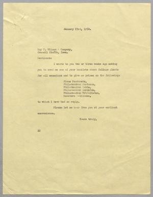 Primary view of object titled '[Letter from Daniel W. Kempner to Roy F. Wilcox, January 23, 1950]'.