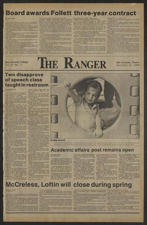 Primary view of object titled 'The Ranger (San Antonio, Tex.), Vol. 61, No. 11, Ed. 1 Friday, November 21, 1986'.