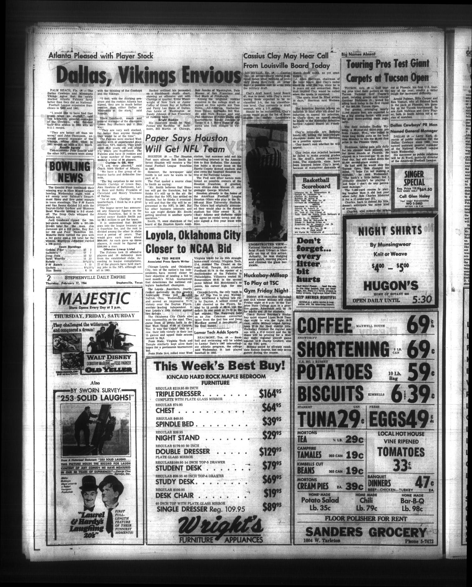 Stephenville Daily Empire (Stephenville, Tex.), Vol. 17, No. 120, Ed. 1 Thursday, February 17, 1966
                                                
                                                    [Sequence #]: 2 of 10
                                                