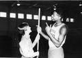 Photograph: Basketball player with young man 1988