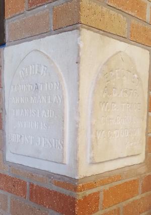 Primary view of object titled '[Waco Church Cornerstone]'.