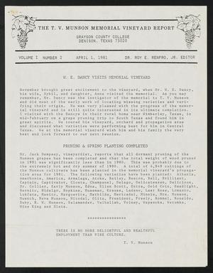 Primary view of object titled 'The T. V. Munson Memorial Vineyard Report, Volume 1, Number 2, April 1, 1981'.