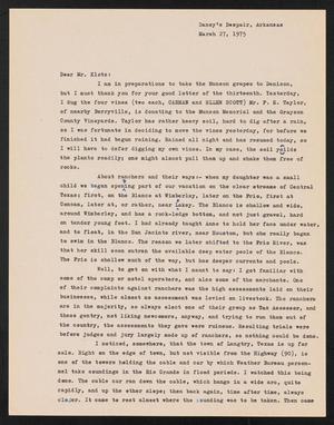 Primary view of object titled '[Letter from W. E. Dancy to Roy Klotz, March 27, 1975]'.