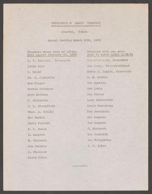 Primary view of object titled '[Congregation Adath Yeshurun: Current and Nominated Trustees, 1939]'.
