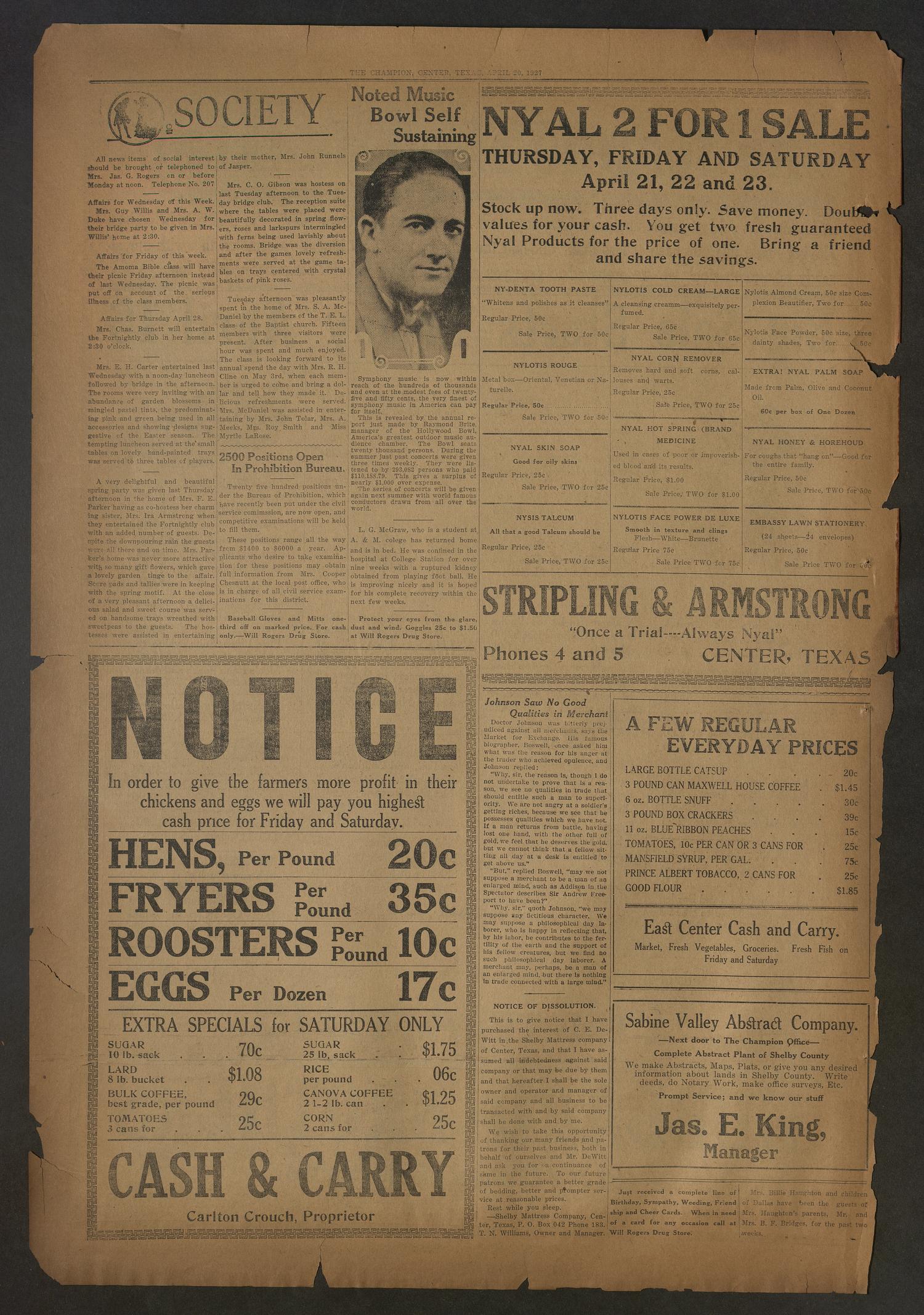 The Champion (Center, Tex.), Vol. 50, No. 16, Ed. 1 Wednesday, April 20, 1927
                                                
                                                    [Sequence #]: 4 of 12
                                                