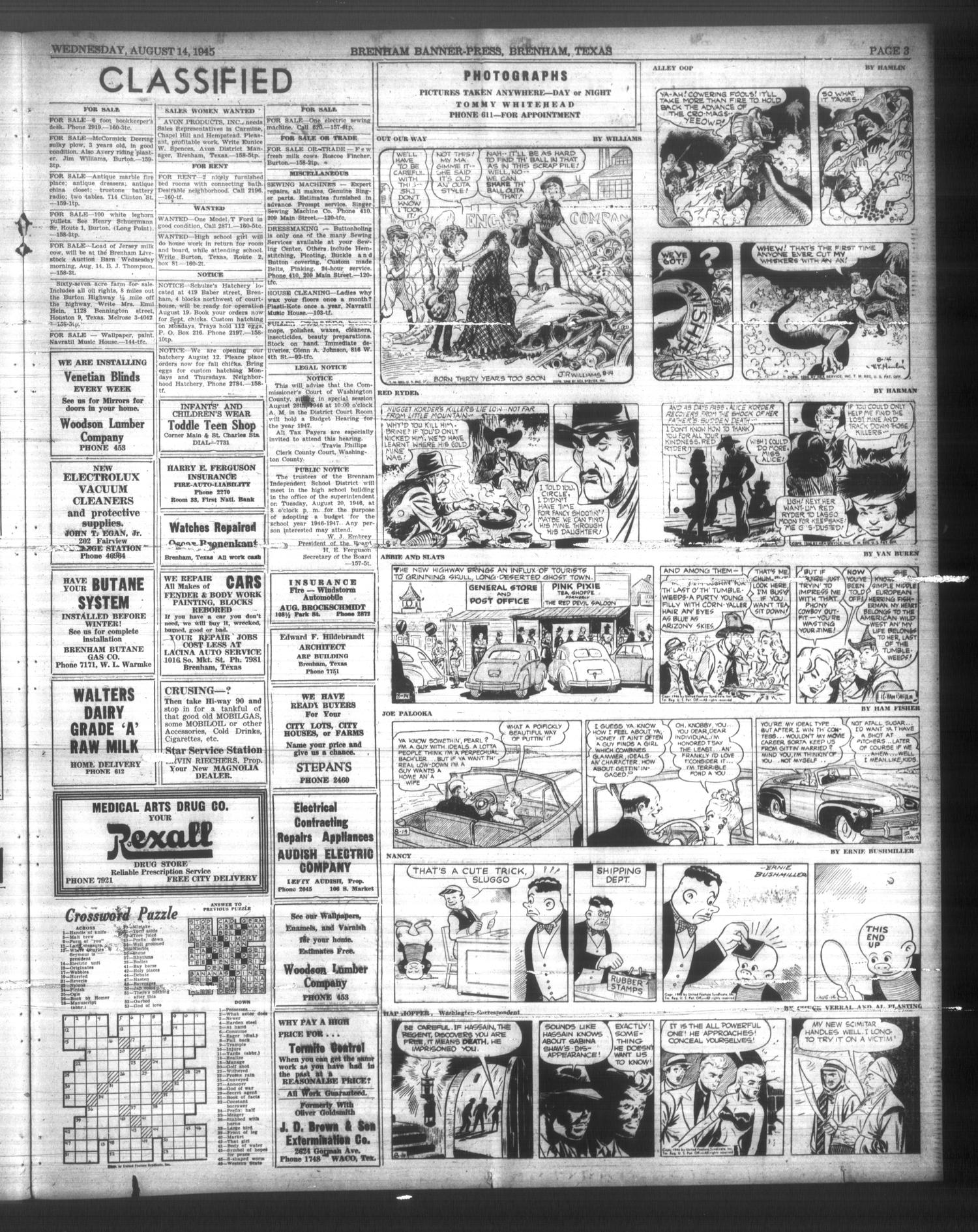 Brenham Banner-Press (Brenham, Tex.), Vol. 81, No. 160, Ed. 1 Wednesday, August 14, 1946
                                                
                                                    [Sequence #]: 3 of 4
                                                