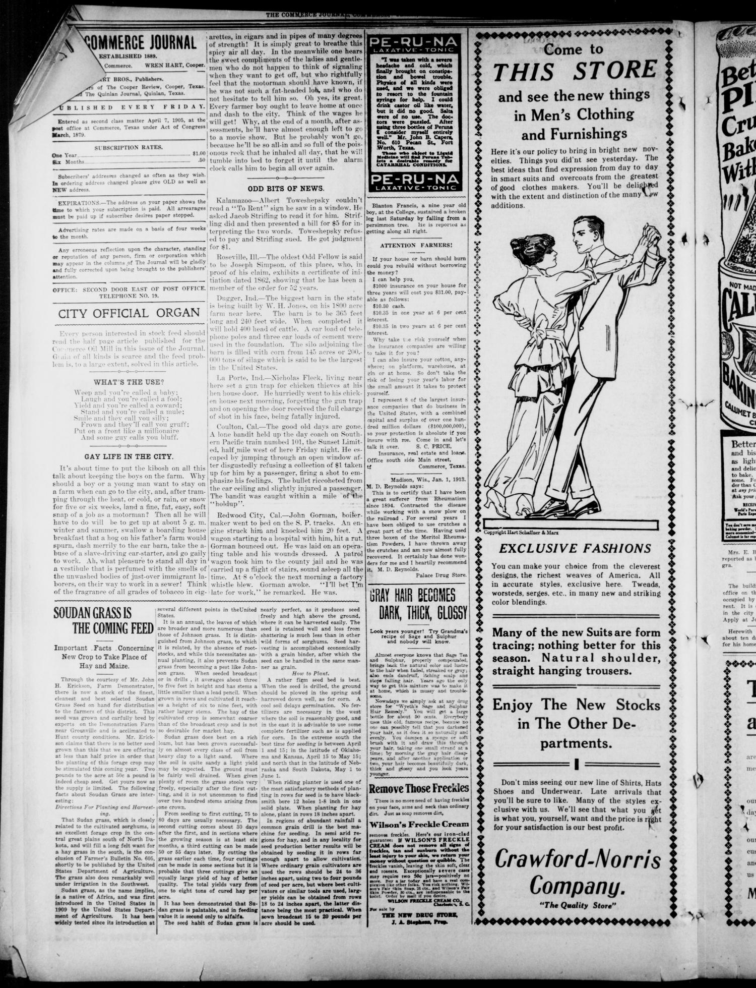 The Commerce Journal. (Commerce, Tex.), Vol. 25, No. 45, Ed. 1 Friday, November 6, 1914
                                                
                                                    [Sequence #]: 4 of 8
                                                
