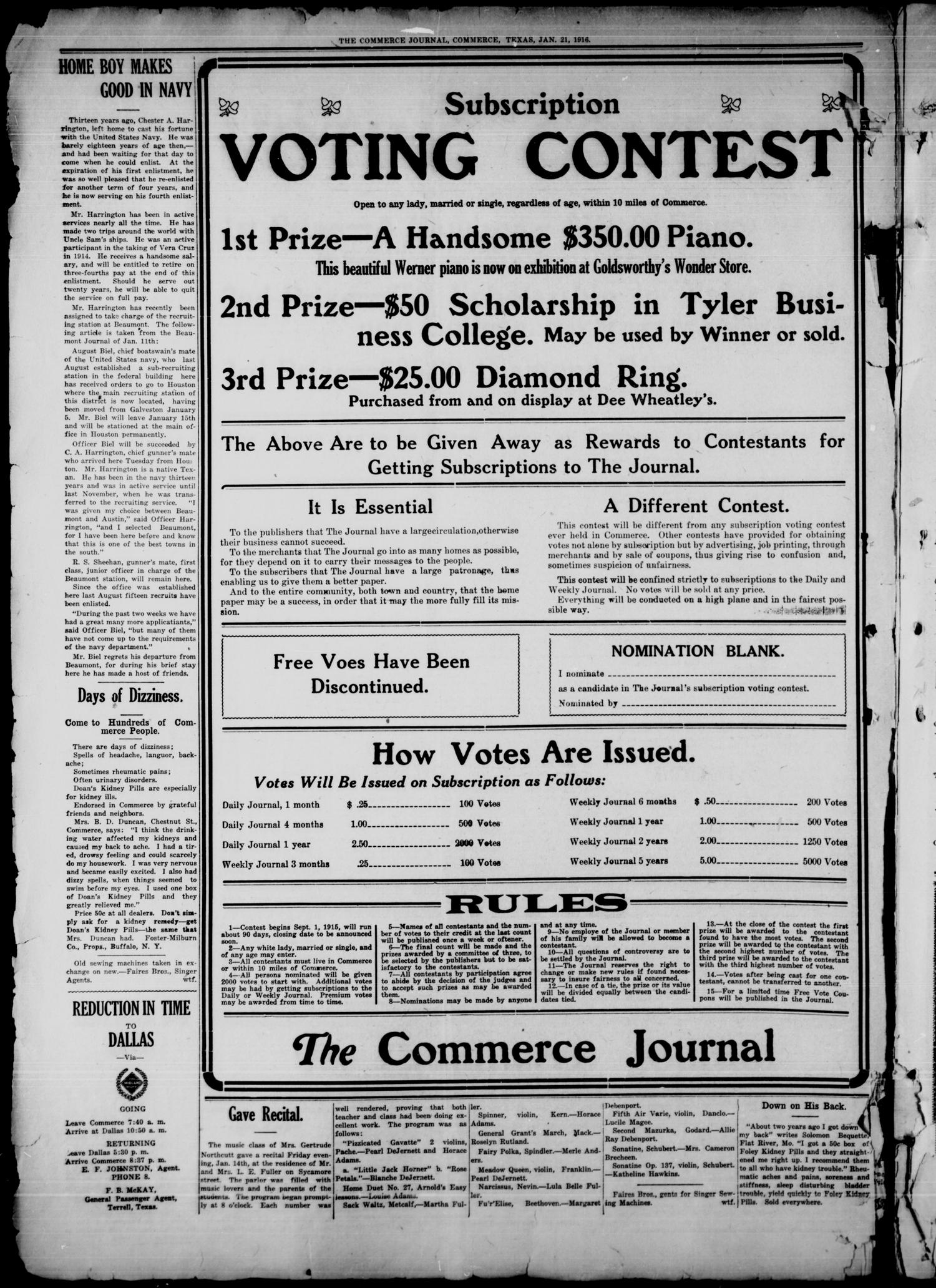 The Commerce Journal. (Commerce, Tex.), Vol. 27, No. 3, Ed. 1 Friday, January 21, 1916
                                                
                                                    [Sequence #]: 2 of 8
                                                