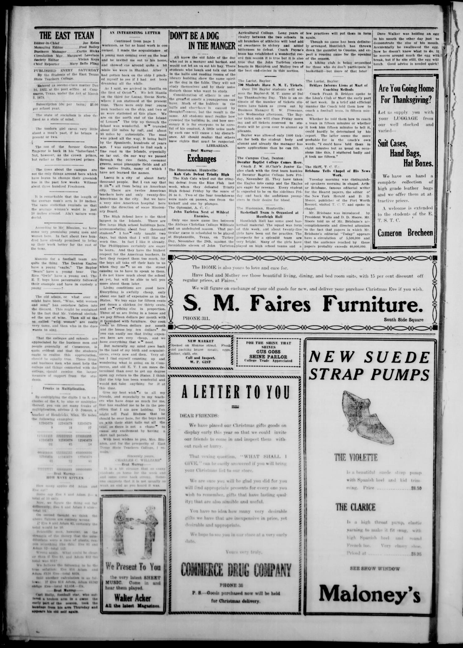 The East Texan (Commerce, Tex.), Vol. 5, No. 36, Ed. 1 Tuesday, November 27, 1923
                                                
                                                    [Sequence #]: 2 of 6
                                                