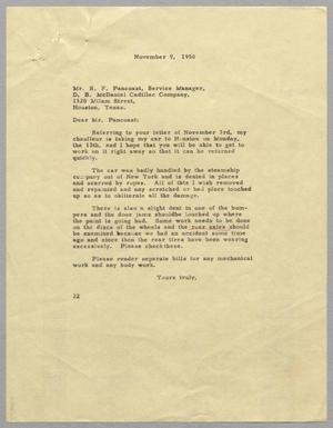 Primary view of object titled '[Letter from Daniel W. Kempner to R. F. Pancost, November 9, 1950]'.