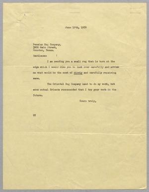 Primary view of object titled '[Letter from Daniel W. Kempner to Persian Rug Company, June 19, 1950]'.