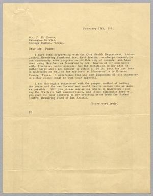 Primary view of object titled '[Letter from Daniel W. Kempner to Mr. J. E. Poore, February 27, 1951]'.