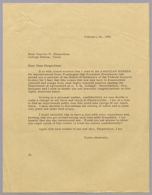 Primary view of object titled '[Letter from D. W. Kempner to Charles N. Shepardson, February 26, 1955]'.