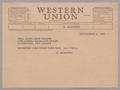 Letter: [Telegram from H. Kempner to Mary Jean Thorne, September 6, 1955]